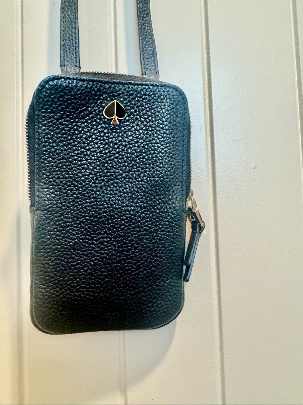 kate spade Black Pebbled Leather Crossbody  with Gold Spade